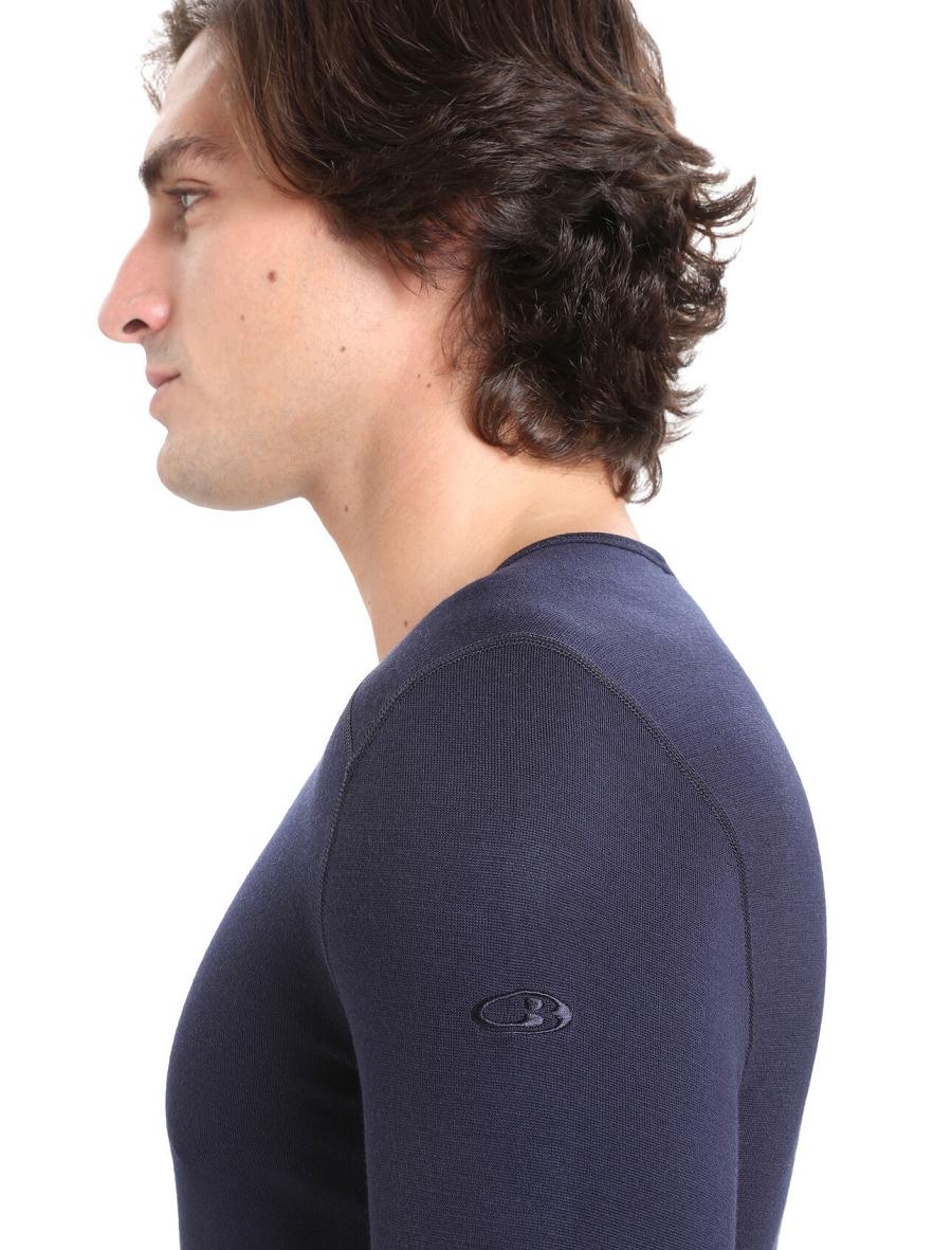 Midnight Navy Icebreaker Merino 260 Tech Long Sleeve Crewe Thermal Top Men's Base Layers | AU 1397VRWD